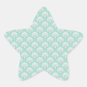 Pastel Turquoise Groen en Wit Patroon Ster Sticker