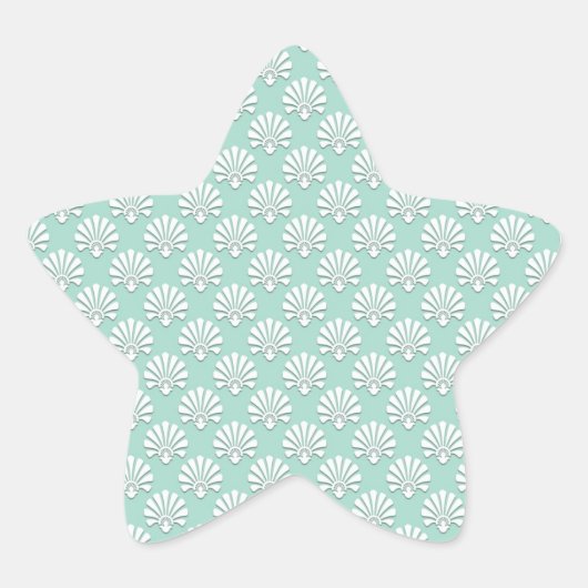 Pastel Turquoise Groen en Wit Patroon Ster Sticker (Voorkant)