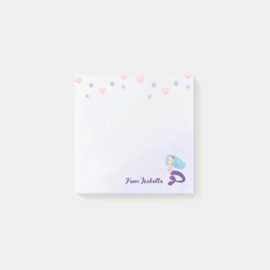 Pastel Turquoise & Paarse Zeemeermin Prinses Post-it® Notes (Voorkant)