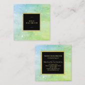 *~* Pastel Turquoise Sky Blue Lime Green Abstract Vierkante Visitekaartje (Voorkant / Achterkant)