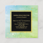 *~* Pastel Turquoise Sky Blue Lime Green Abstract Vierkante Visitekaartje (Achterkant)