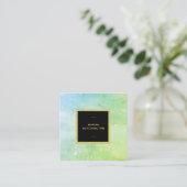 *~* Pastel Turquoise Sky Blue Lime Green Abstract Vierkante Visitekaartje (Staand voorkant)