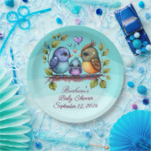 Pastel Turquoise Vogels Papieren Bordje (Feest)