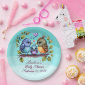 Pastel Turquoise Vogels Papieren Bordje (Feest)