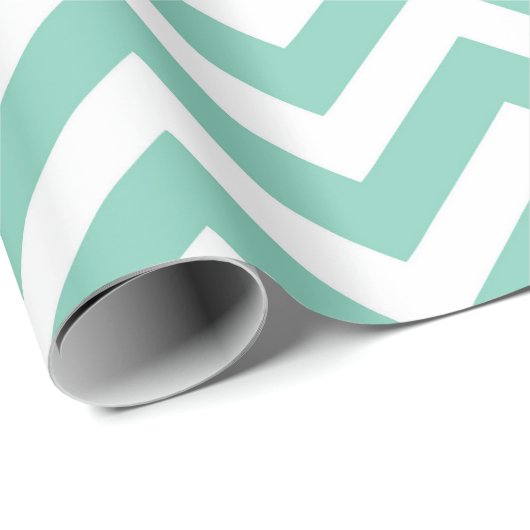 Pastel Turquoise & White Chevron Weddendag Cadeaupapier (Rol Hoek)