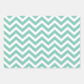 Pastel Turquoise & White Chevron Weddendag Inpakpapier Vel (Voorkant)