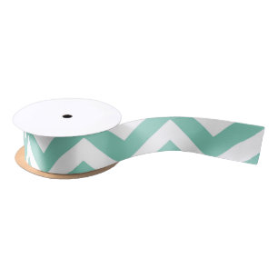 Pastel Turquoise & White Chevron Weddendag Satijnen Lint