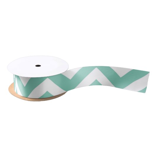 Pastel Turquoise & White Chevron Weddendag Satijnen Lint (Spoel)