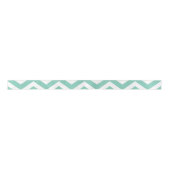 Pastel Turquoise & White Chevron Weddendag Satijnen Lint (Voorkant)