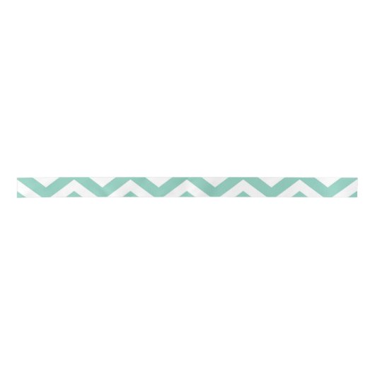 Pastel Turquoise & White Chevron Weddendag Satijnen Lint (Voorkant)