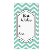 Pastel Turquoise & White Chevron Wedding Label Lab (Voorkant)