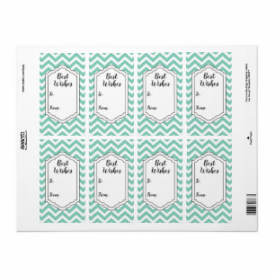 Pastel Turquoise & White Chevron Wedding Label Lab