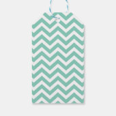 Pastel Turquoise & Witte Chevron Huwelijk Verjaard Cadeaulabel (Achterkant)