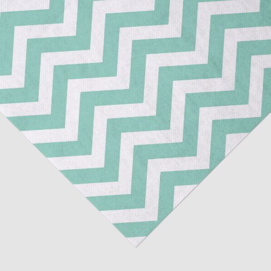 Pastel Turquoise & Witte Chevron Huwelijk Verjaard Tissuepapier (Detail)
