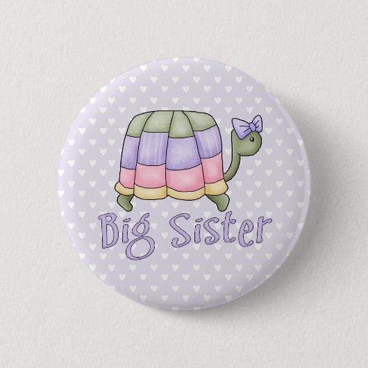 Pastel Turtle Big Sister Ronde Button 5,7 Cm (Voorkant)