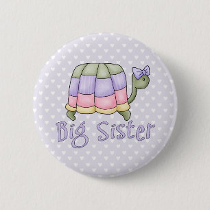 Pastel Turtle Big Sister Ronde Button 5,7 Cm