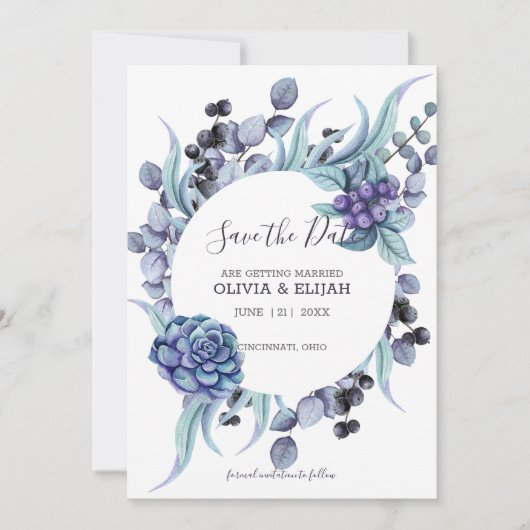 Pastel Twigs and Flowers Save The Date (Voorkant)