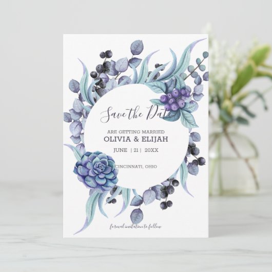 Pastel Twigs and Flowers Save The Date (Staand voorkant)