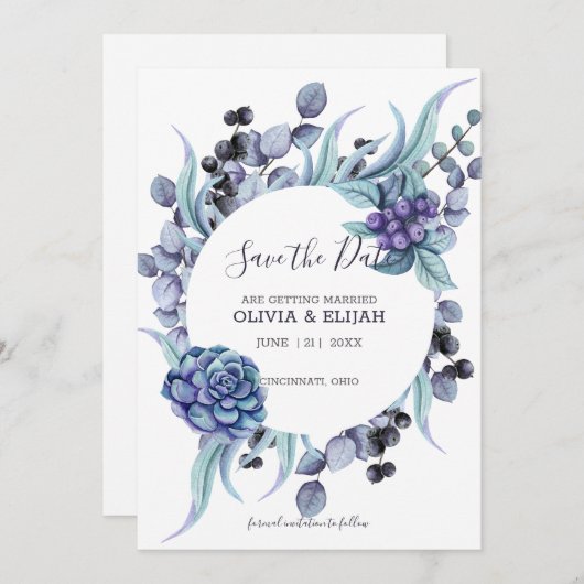 Pastel Twigs and Flowers Save The Date (Voorkant / Achterkant)