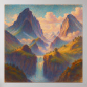 Pastel Twin Peaks - schilderachtige stijl landscha Poster (Voorkant)