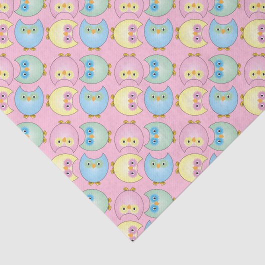 Pastel Uil Baby Meisje Douche Thema Tissuepapier (Detail)