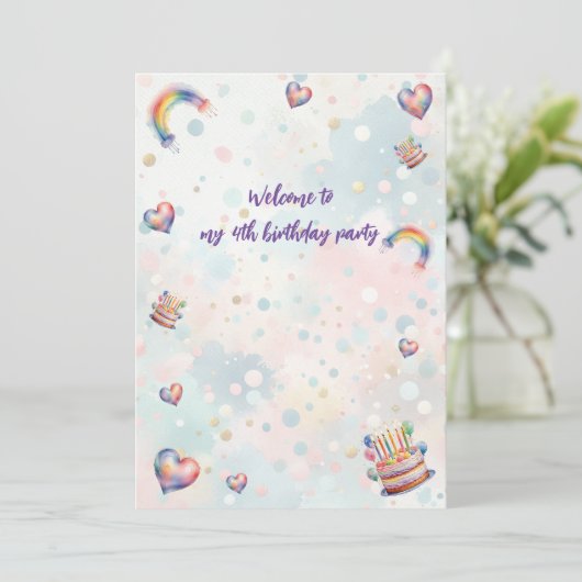 Pastel Uitnodiging (Staand voorkant)