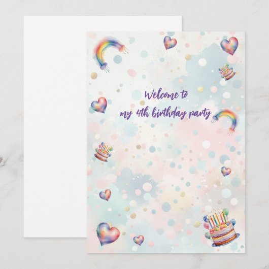 Pastel Uitnodiging (Voorkant / Achterkant)