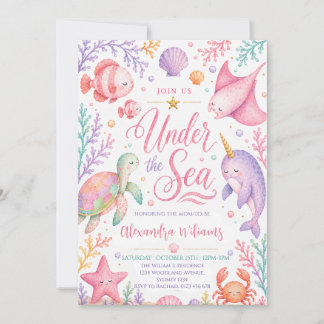 Pastel Under the Sea Meisje Baby Shower Kaart