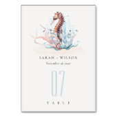 Pastel Underwater Seahorse Seaweed Coral Wedding Kaart (Achterkant)