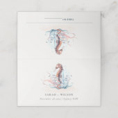 Pastel Underwater Seahorse Seaweed Coral Wedding Plaatskaartje (Buitenkant ongevouwen)