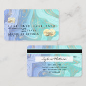 pastel unicorn aqua liquid gold marble Credit Kaar Visitekaartje (Voorkant / Achterkant)