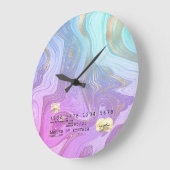 pastel unicorn aqua liquid gold marmer grote klok (Hoek)