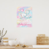 Pastel Unicorn Baby Shower Invitaties Poster (Keuken)