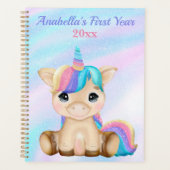 Pastel Unicorn Baby's eerste jaar Fotomijlpaal Planner (Voorkant)