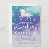 Pastel Unicorn Birthday Invitation Kaart (Voorkant)
