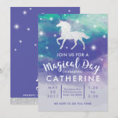 Pastel Unicorn Birthday Invitation Kaart (Voorkant / Achterkant)