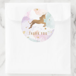 Pastel Unicorn Birthday Party Dank u Ronde Sticker