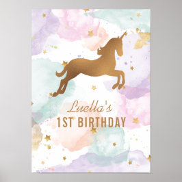 Pastel Unicorn Birthday Party Poster