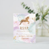 Pastel Unicorn Birthday Party RSVP Uitnodiging Briefkaart (Staand voorkant)