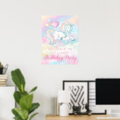Pastel Unicorn Birthday Party Sign Banner Poster (Thuiskantoor)