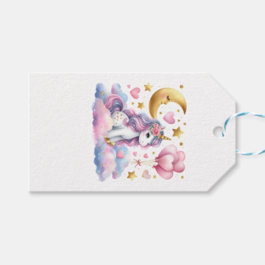 Pastel Unicorn Cadeaulabel (Voorkant (Horizontaal))