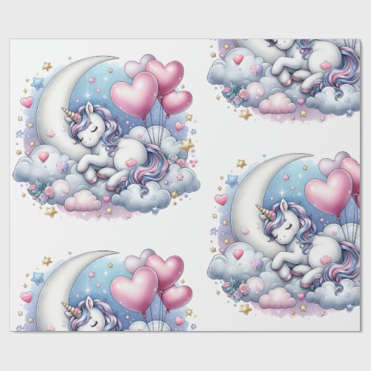 Pastel Unicorn Cadeaupapier (Vlak)