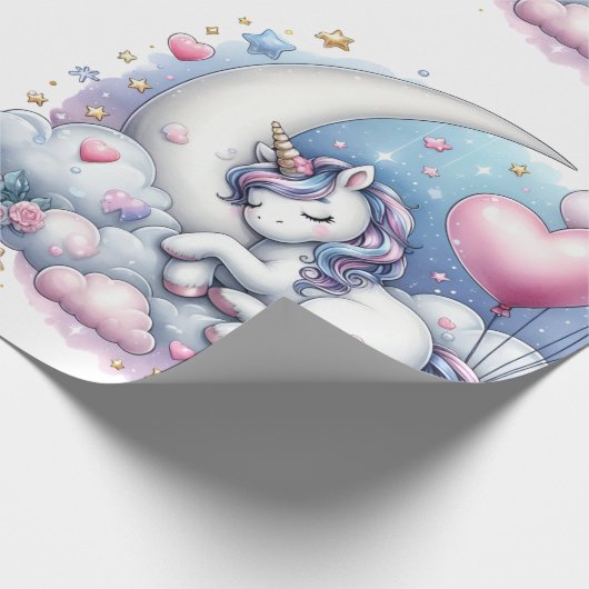 Pastel Unicorn Cadeaupapier (Hoek)