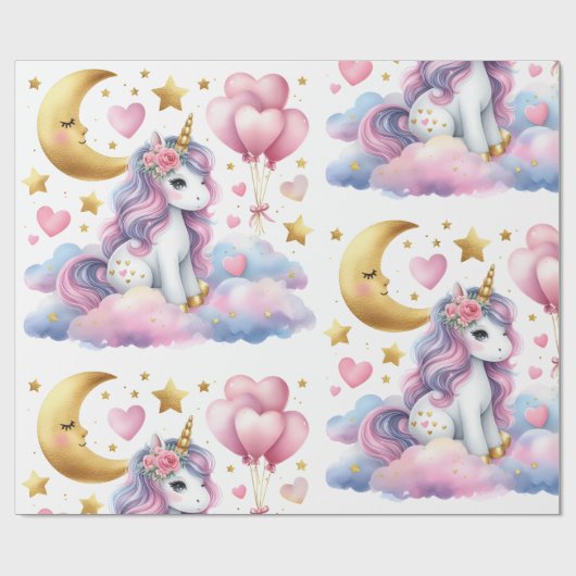 Pastel Unicorn Cadeaupapier (Vlak)