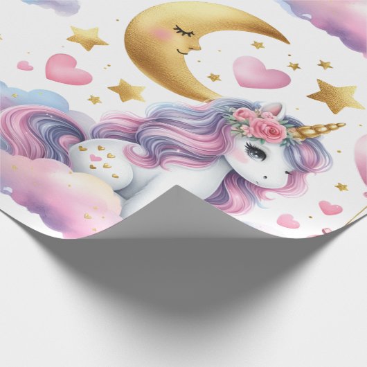 Pastel Unicorn Cadeaupapier (Hoek)