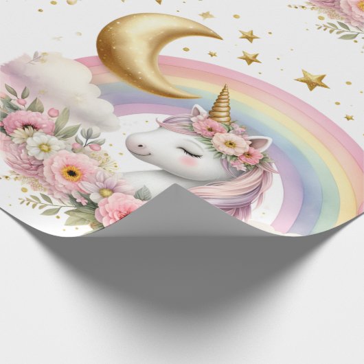 Pastel Unicorn Cadeaupapier (Hoek)