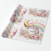 Pastel Unicorn Cadeaupapier (Uitgerold)