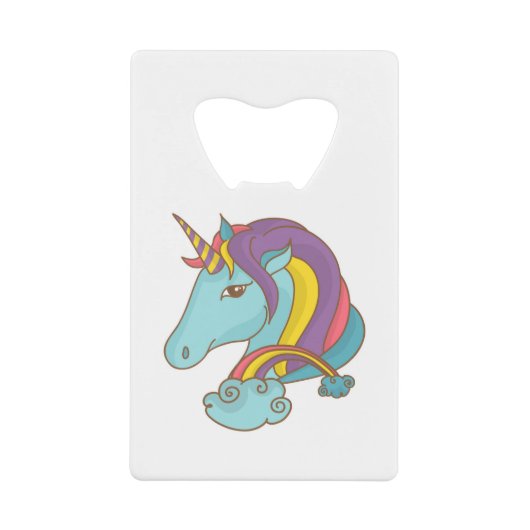 Pastel Unicorn Creditkaart Flessenopener (Voorkant)