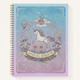 Pastel Unicorn & Dream Big Sparkle On Journal Notitieboek