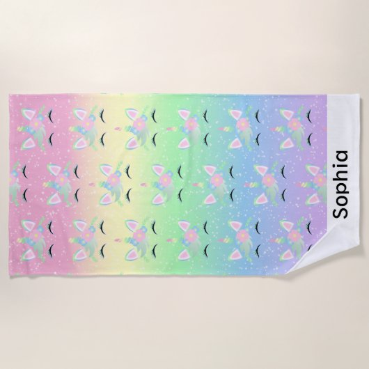 Pastel 🦄 Unicorn Face Pattern Strandlaken (Voorkant)